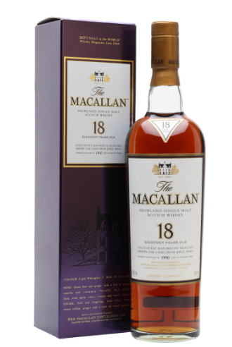 1990 The Macallan 18 Year Old Sherry Oak Single Malt Scotch Whisky .750ml