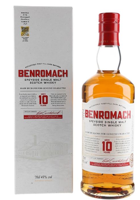 Benromach 10 Year Old Single Malt Scotch Whisky Speyside, Scotland 750ml