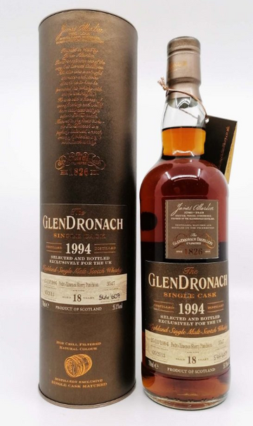1994 Glendronach Pedro Ximenez Sherry Puncheon Single Cask 18 Year Old Single Malt Scotch Whisky .700ml