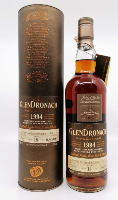 1994 Glendronach Pedro Ximenez Sherry Puncheon Single Cask 18 Year Old Single Malt Scotch Whisky .700ml