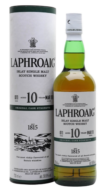 Laphroaig 10 Year Old Cask Strength Single Malt Scotch Whisky 750ml