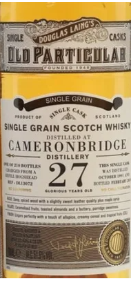 Douglas Laing Old Particular Cameronbridge 27 Year Old Single Grain Scotch Whisky .750ml