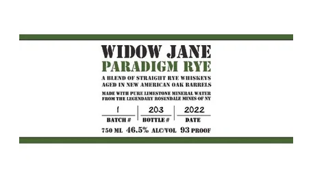 Widow Jane 'Paradigm Rye' Straight Rye Whiskey 750ml