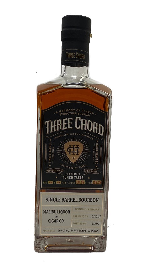 Three Chord Single Barrel Bourbon Malibu Liquor & Cigar Co