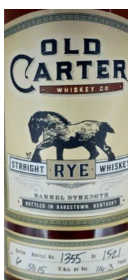 Old Carter Whiskey Co. Straight Rye Whiskey Kentucky, USA Batch 6 750ml